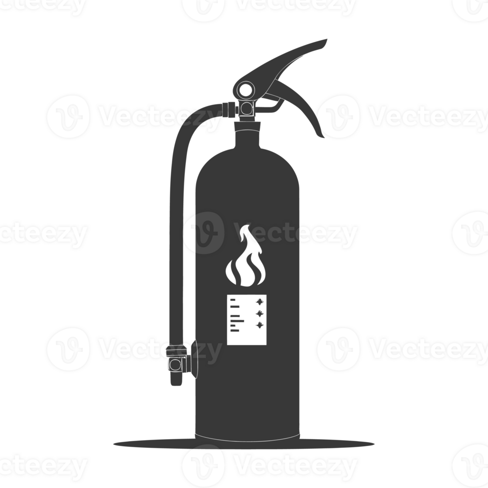 AI generated Silhouette Fire Extinguisher black color only png