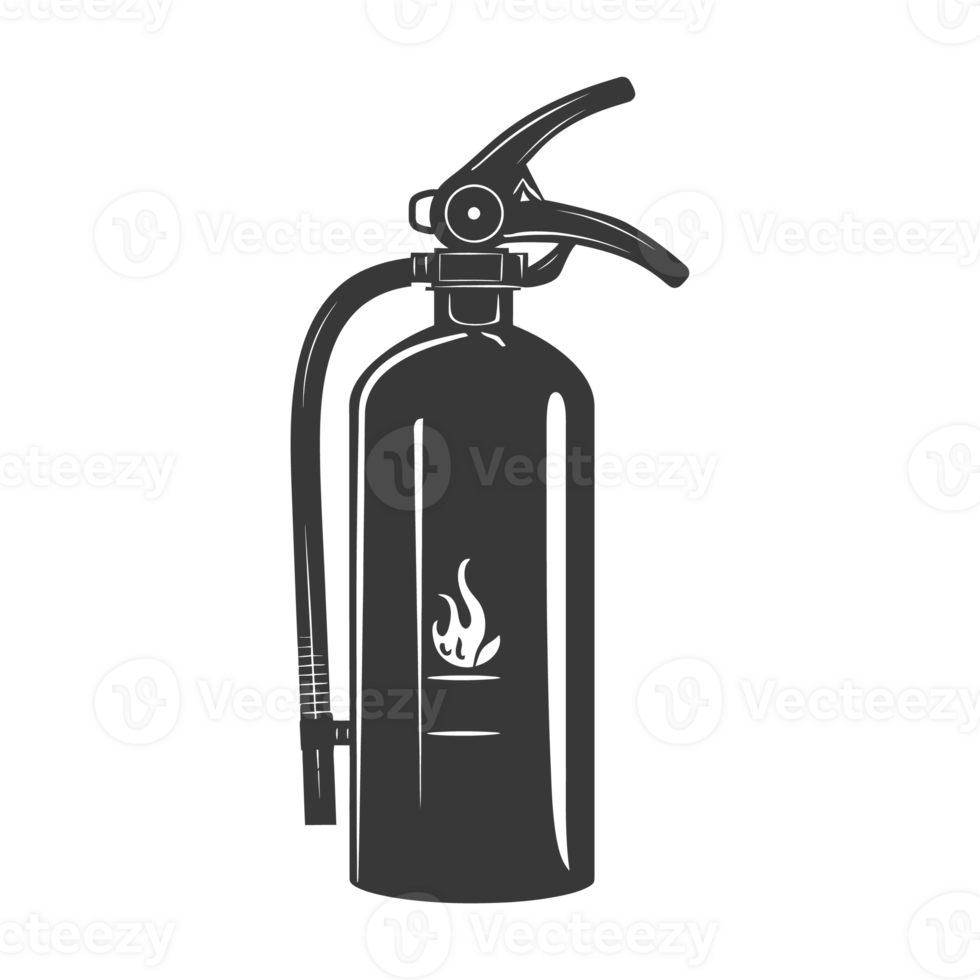 AI generated Silhouette Fire Extinguisher black color only png