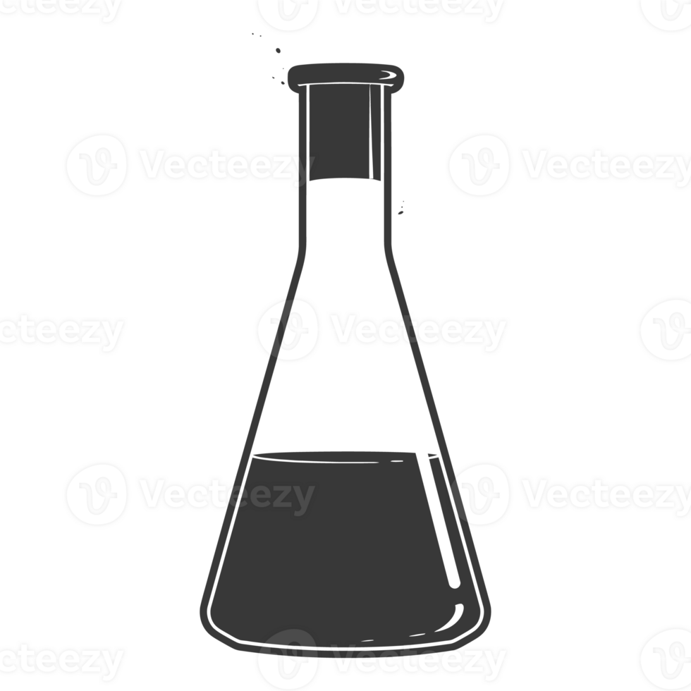 ai genererad silhuett erlenmeyer rör svart Färg endast png