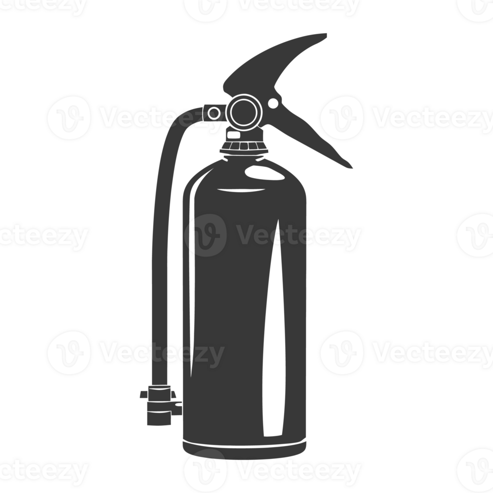 AI generated Silhouette Fire Extinguisher black color only png