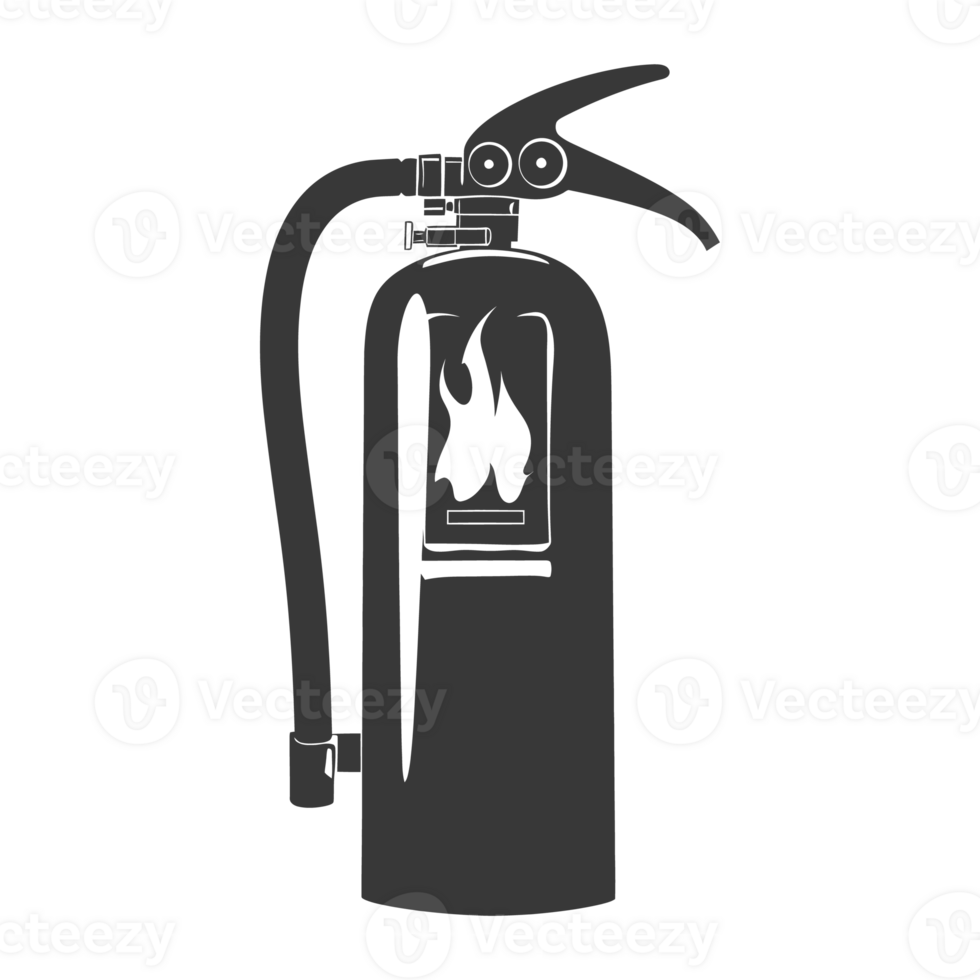 AI generated Silhouette Fire Extinguisher black color only png