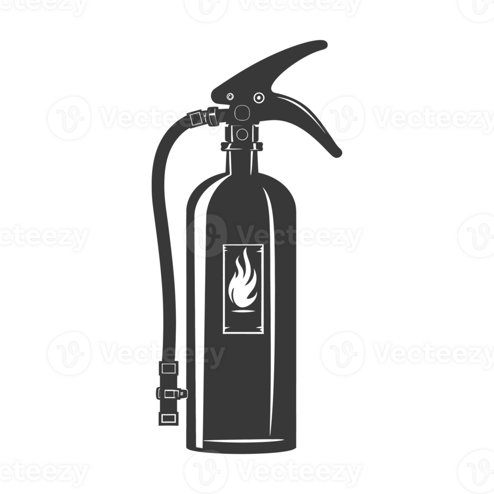AI generated Silhouette Fire Extinguisher black color only png