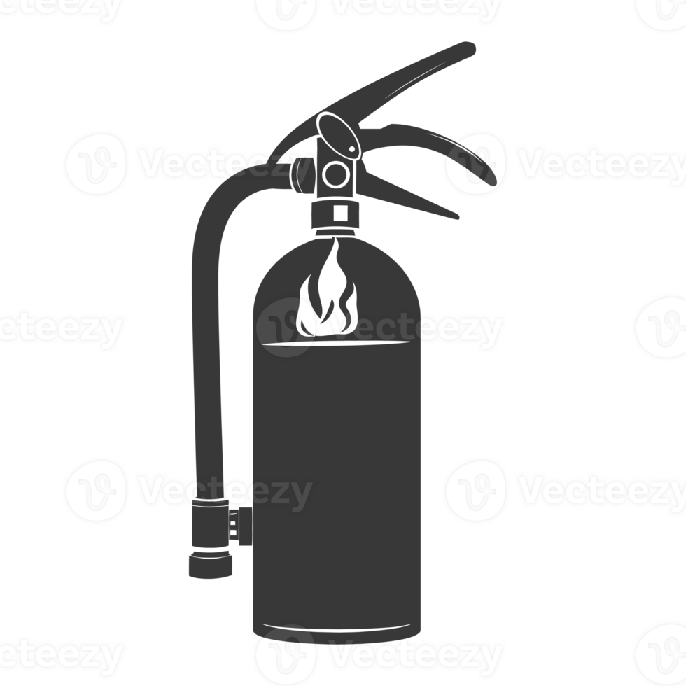 AI generated Silhouette Fire Extinguisher black color only png
