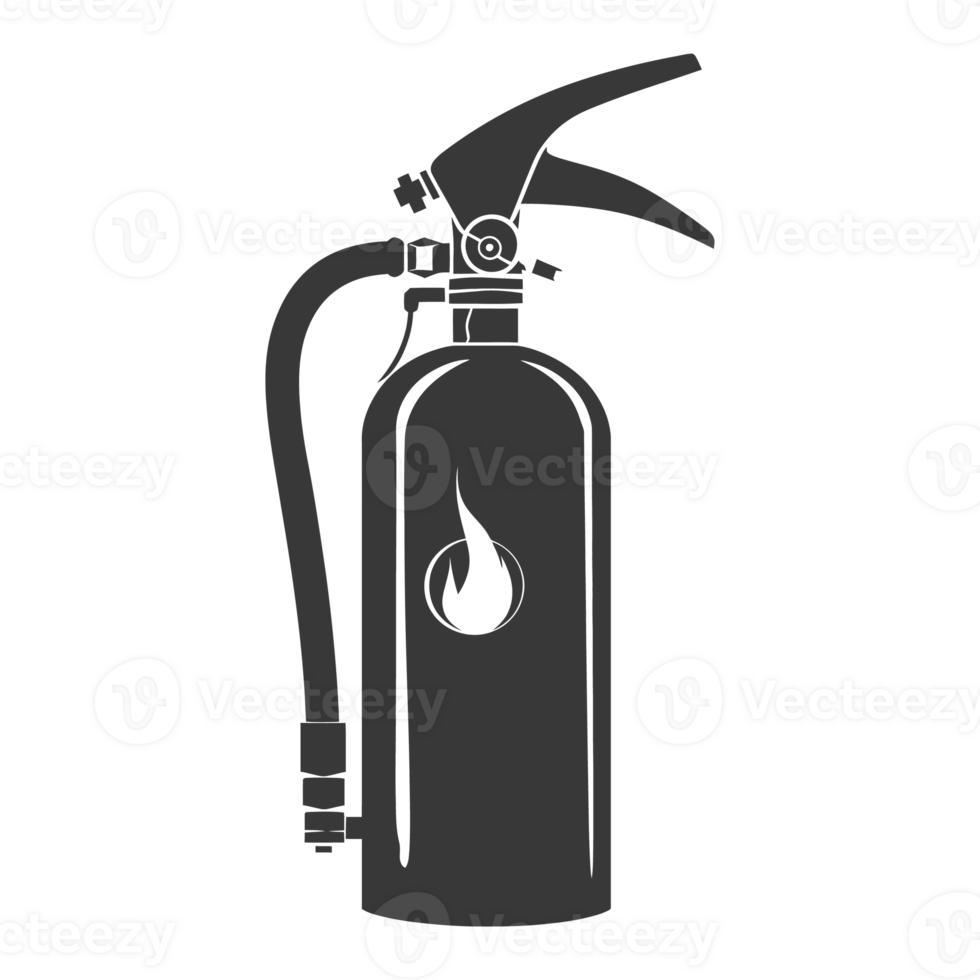 AI generated Silhouette Fire Extinguisher black color only png