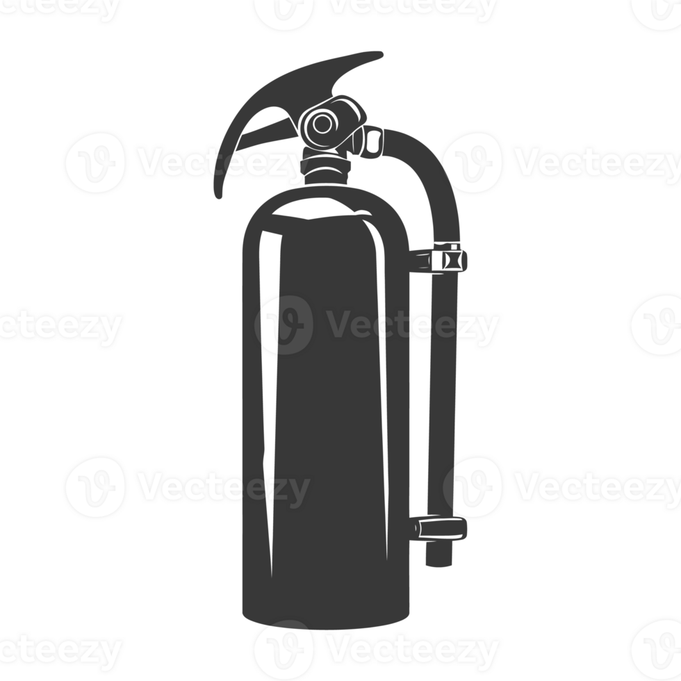 AI generated Silhouette Fire Extinguisher black color only png