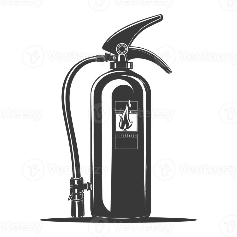 AI generated Silhouette Fire Extinguisher black color only png