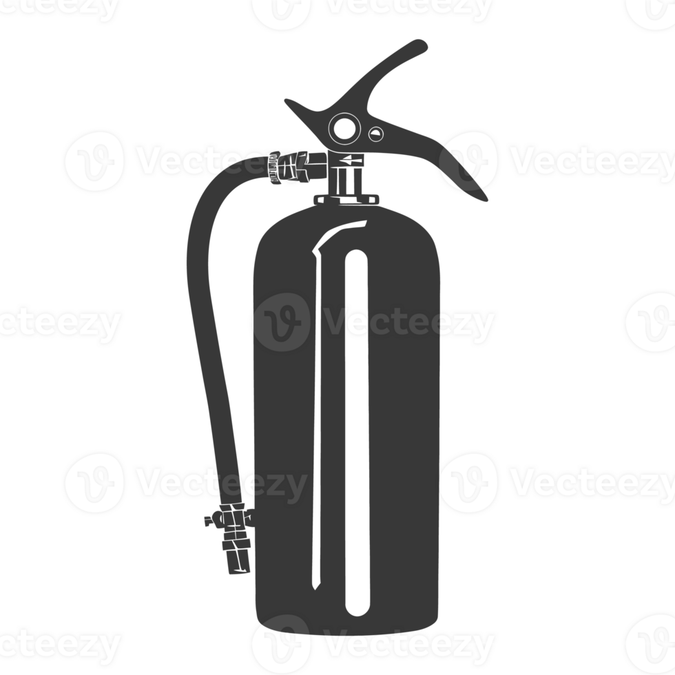 AI generated Silhouette Fire Extinguisher black color only png