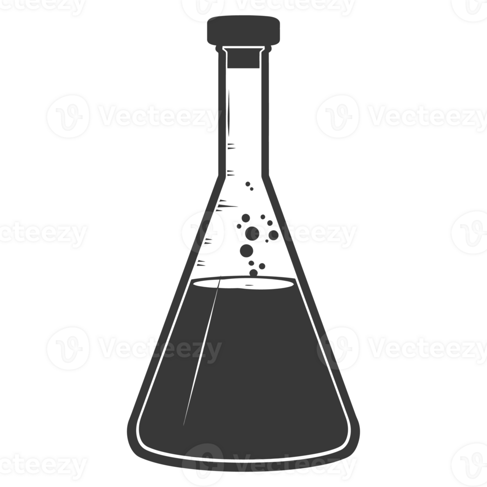 AI generated Silhouette Erlenmeyer tube black color only png