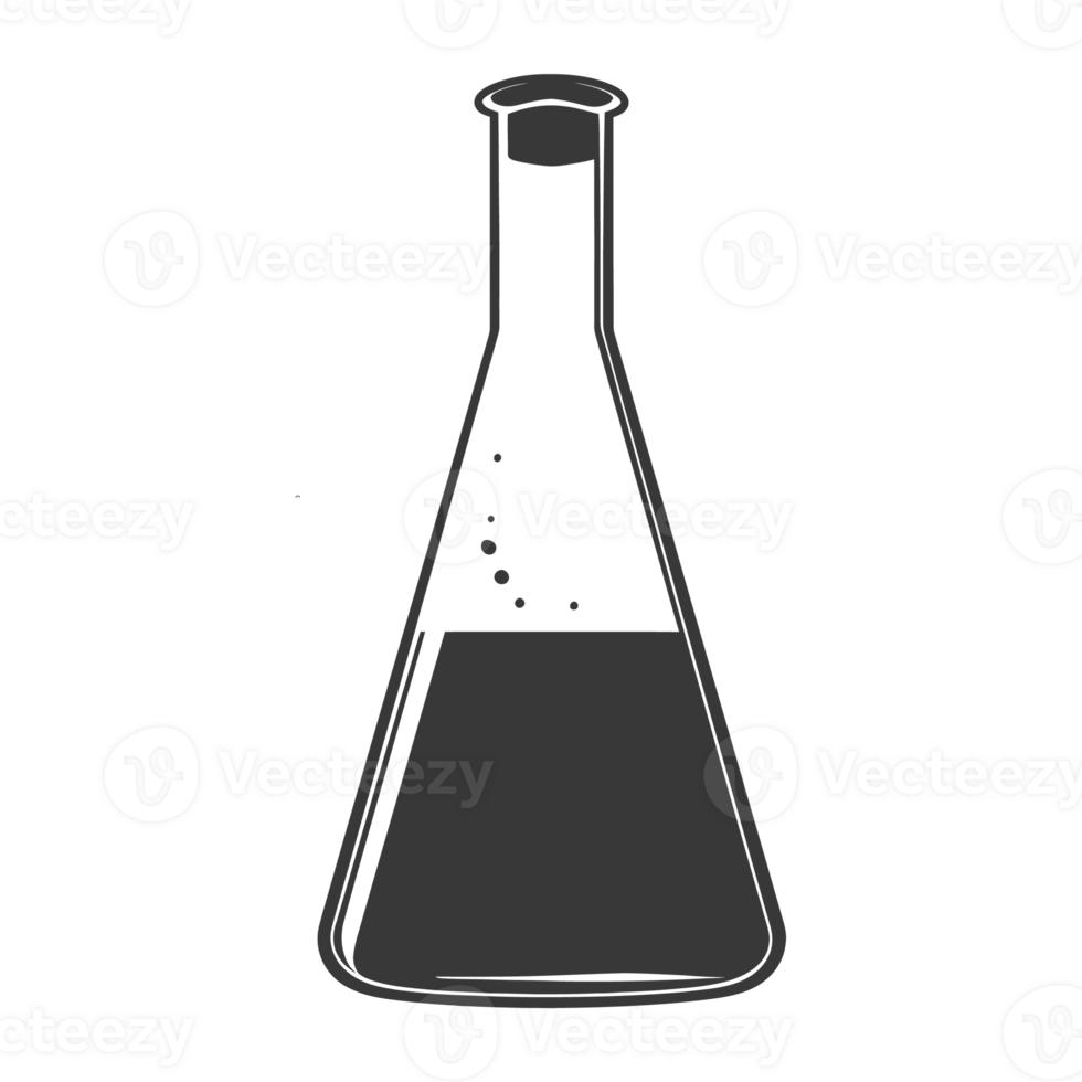 AI generated Silhouette Erlenmeyer tube black color only png