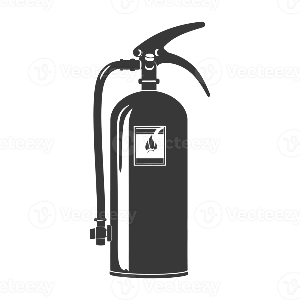 AI generated Silhouette Fire Extinguisher black color only png