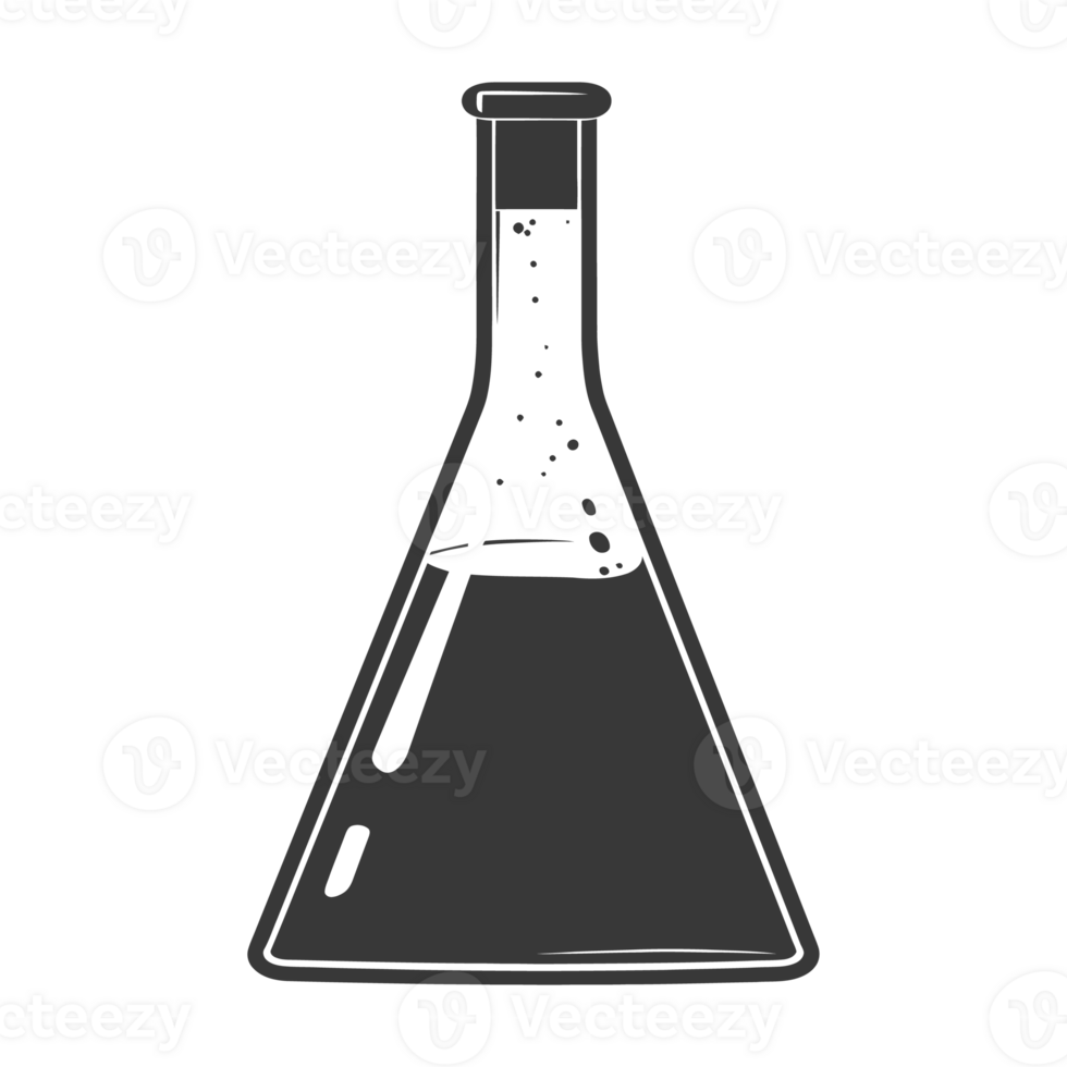 AI generated Silhouette Erlenmeyer tube black color only png