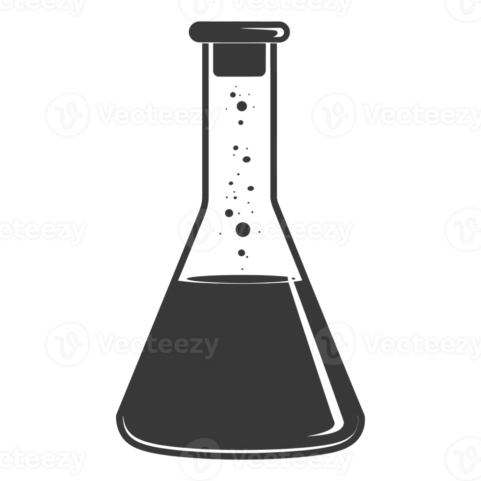 ai gegenereerd silhouet erlenmeyer buis zwart kleur enkel en alleen png