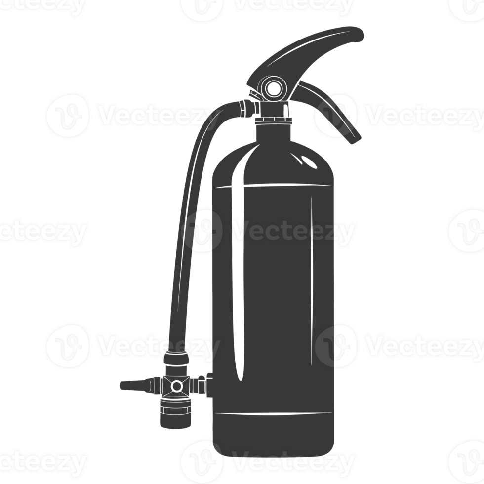 AI generated Silhouette Fire Extinguisher black color only png
