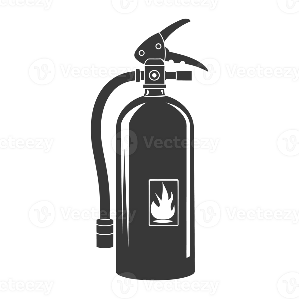 AI generated Silhouette Fire Extinguisher black color only png