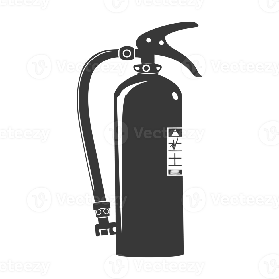AI generated Silhouette Fire Extinguisher black color only png
