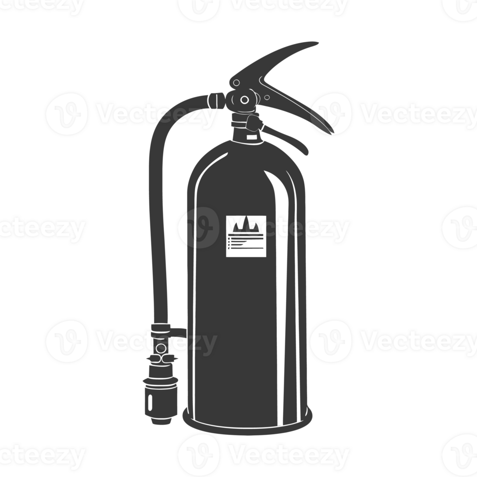 AI generated Silhouette Fire Extinguisher black color only png