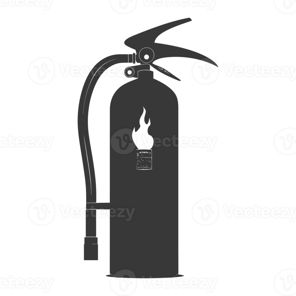 AI generated Silhouette Fire Extinguisher black color only png