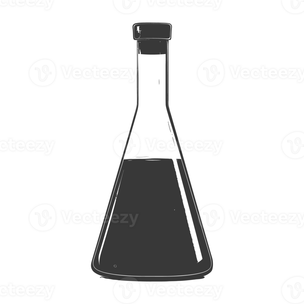 AI generated Silhouette Erlenmeyer tube black color only png