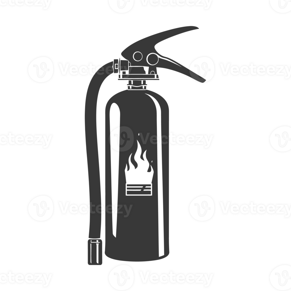 AI generated Silhouette Fire Extinguisher black color only png
