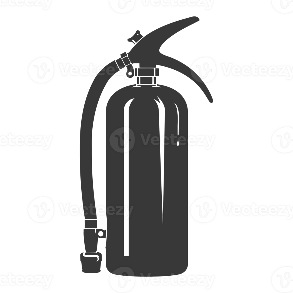 AI generated Silhouette Fire Extinguisher black color only png