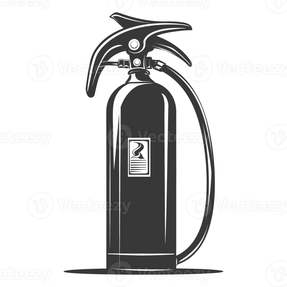 AI generated Silhouette Fire Extinguisher black color only png