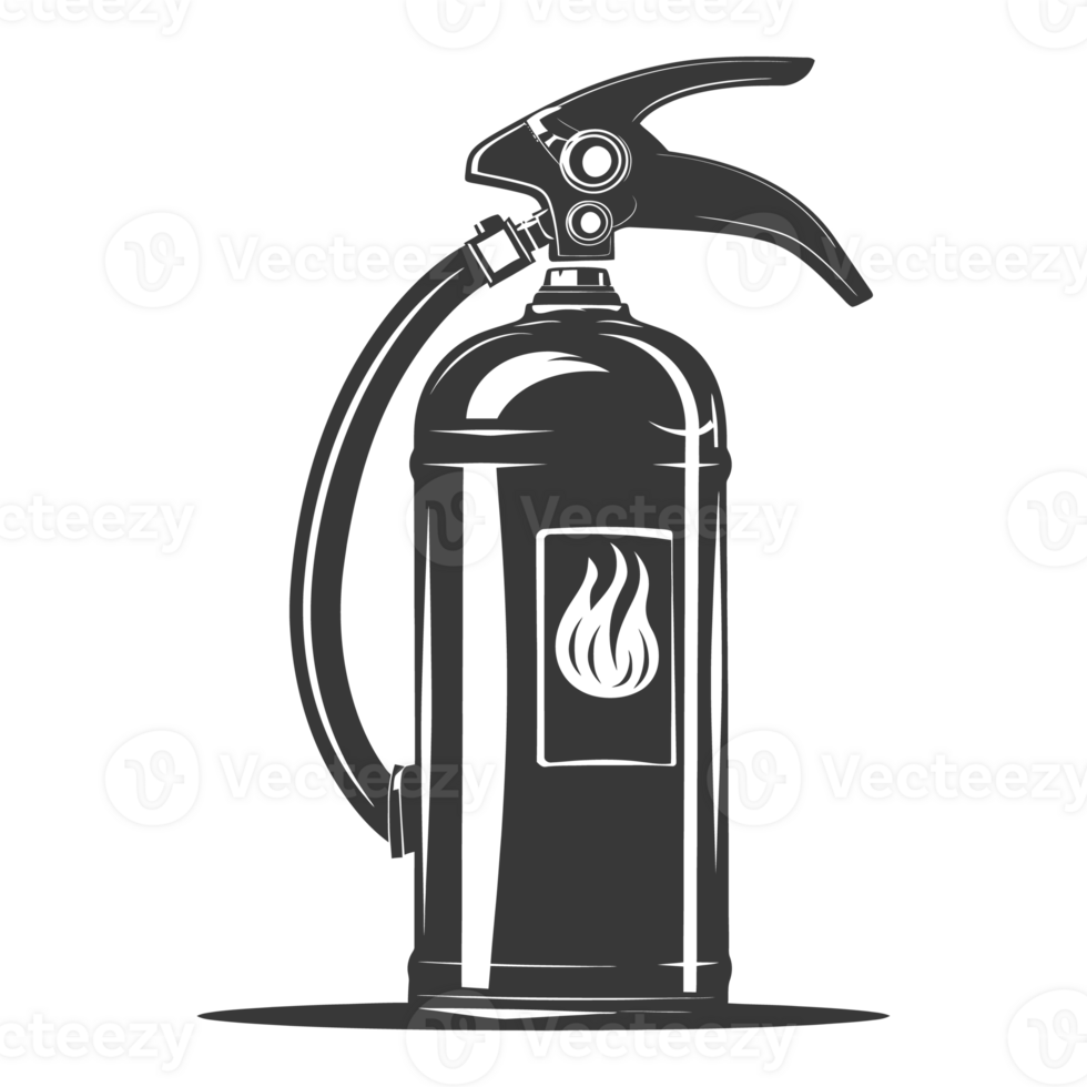AI generated Silhouette Fire Extinguisher black color only png