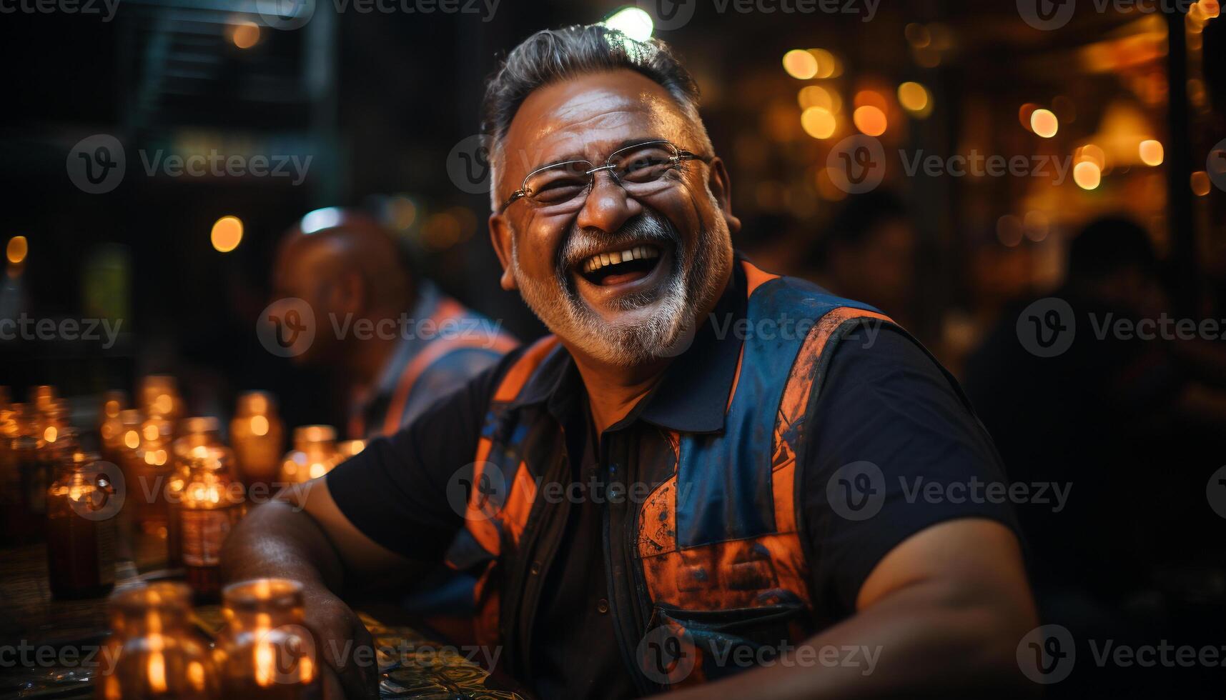 ai generado un alegre celebracion de culturas, iluminado por el noche fuego generado por ai foto