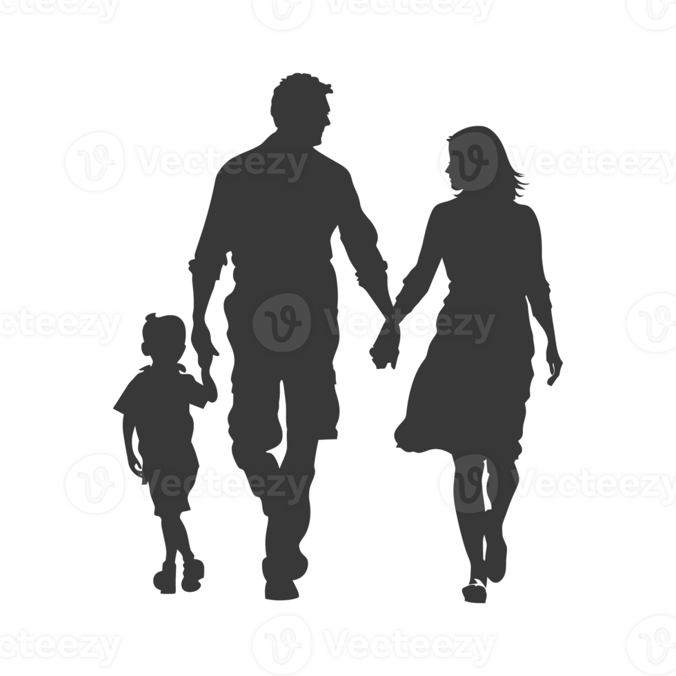 AI generated Silhouette for celebrating parents day moment black color only png