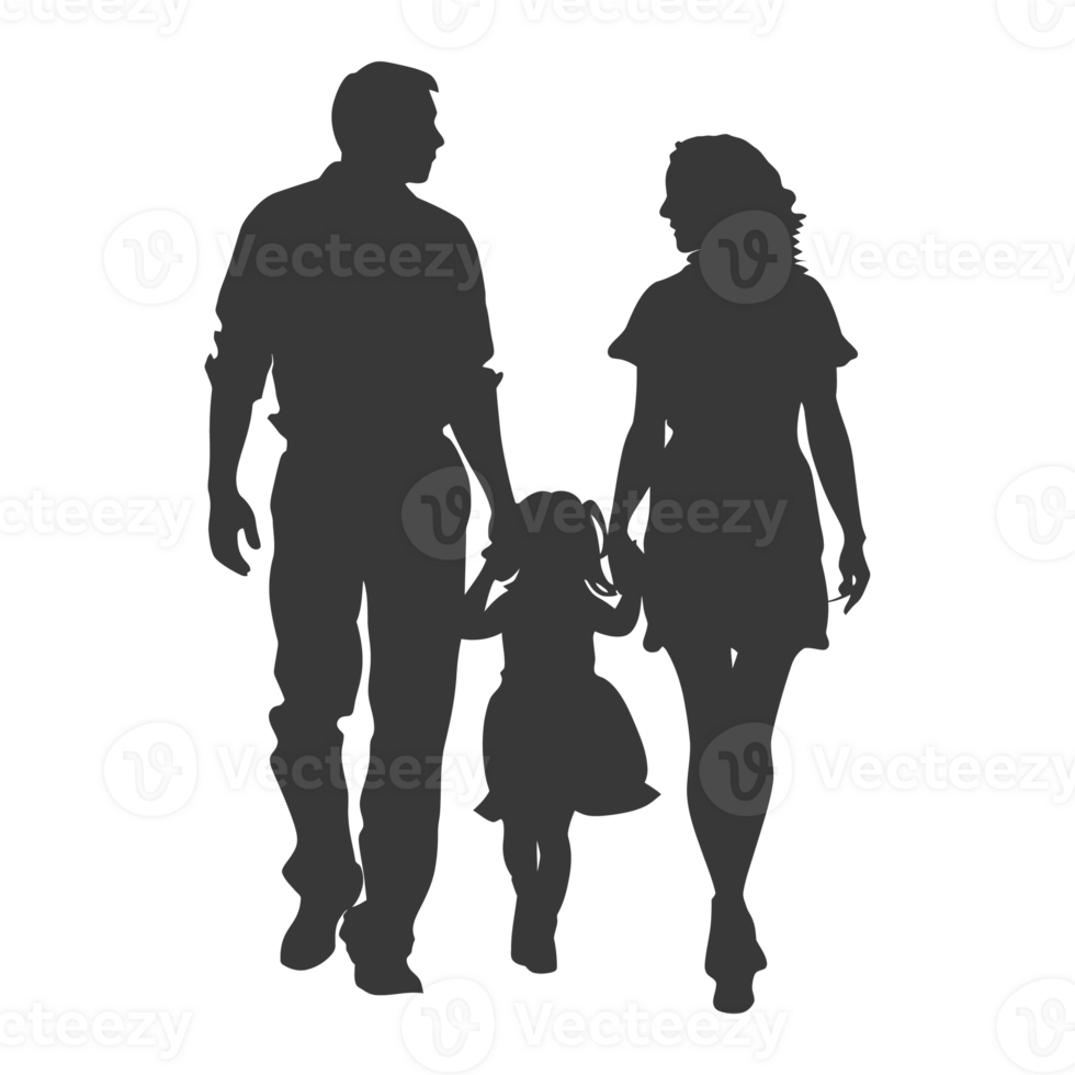 AI generated Silhouette for celebrating parents day moment black color only png