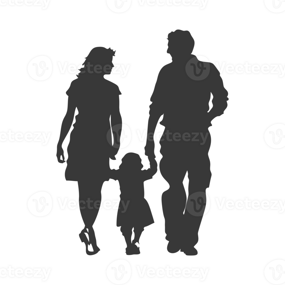 AI generated Silhouette for celebrating parents day moment black color only png