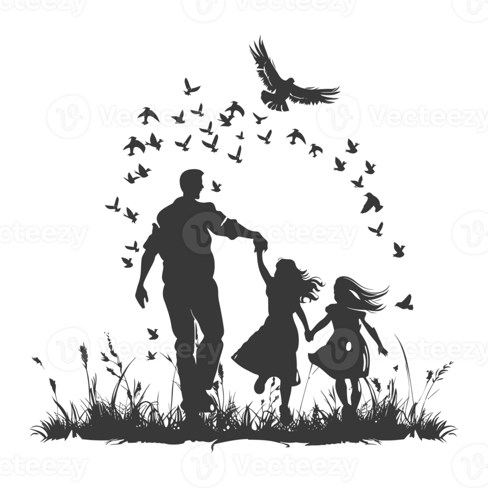 AI generated Silhouette for celebrating parents day moment black color only png