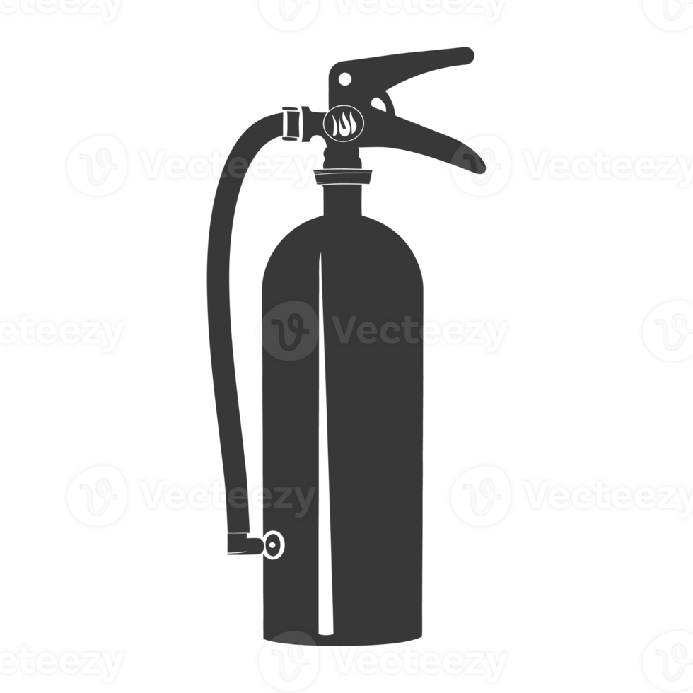 AI generated Silhouette Fire Extinguisher black color only png