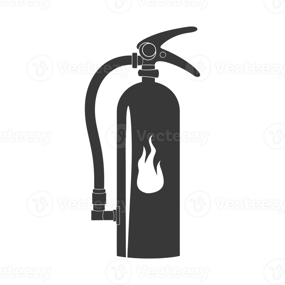 AI generated Silhouette Fire Extinguisher black color only png