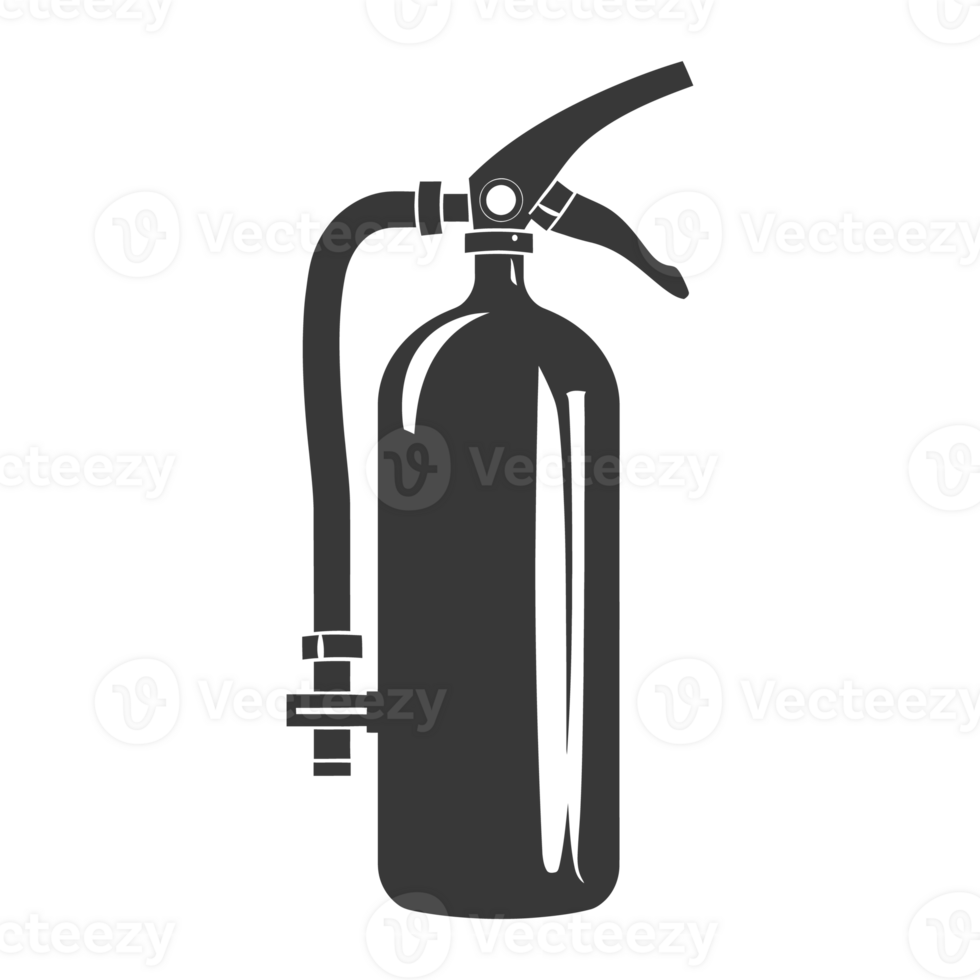 AI generated Silhouette Fire Extinguisher black color only png