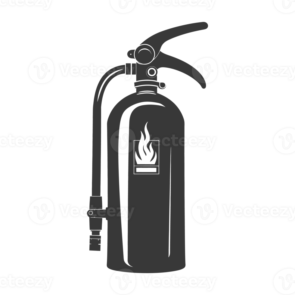 AI generated Silhouette Fire Extinguisher black color only png