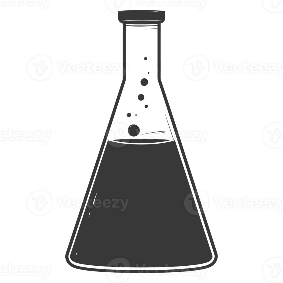AI generated Silhouette Erlenmeyer tube black color only png