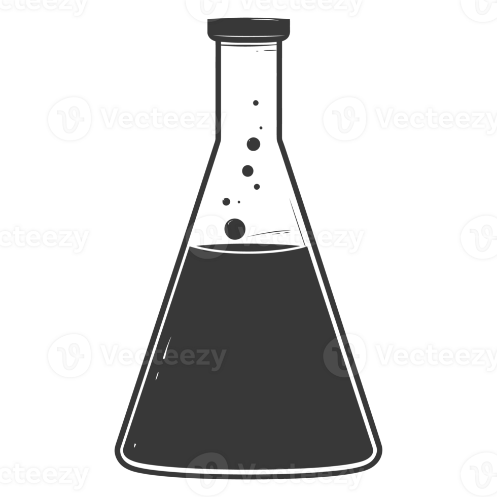 ai genererad silhuett erlenmeyer rör svart Färg endast png