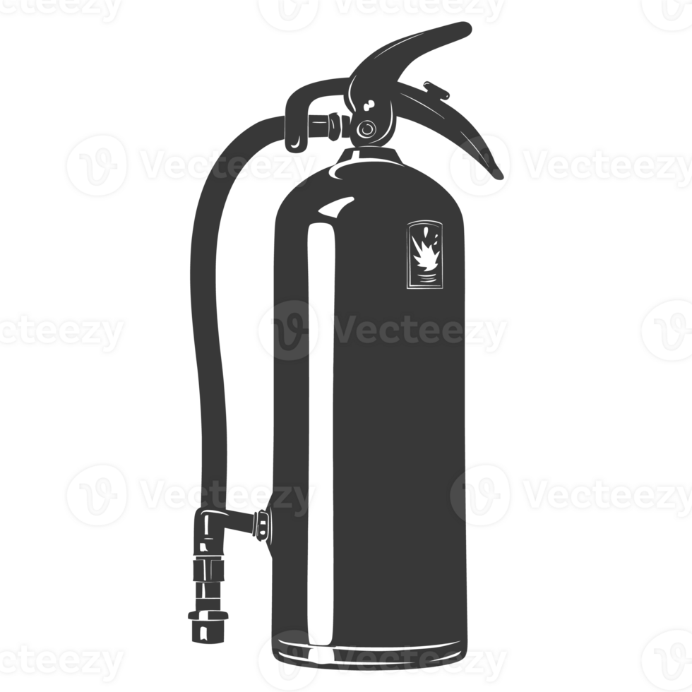 AI generated Silhouette Fire Extinguisher black color only png