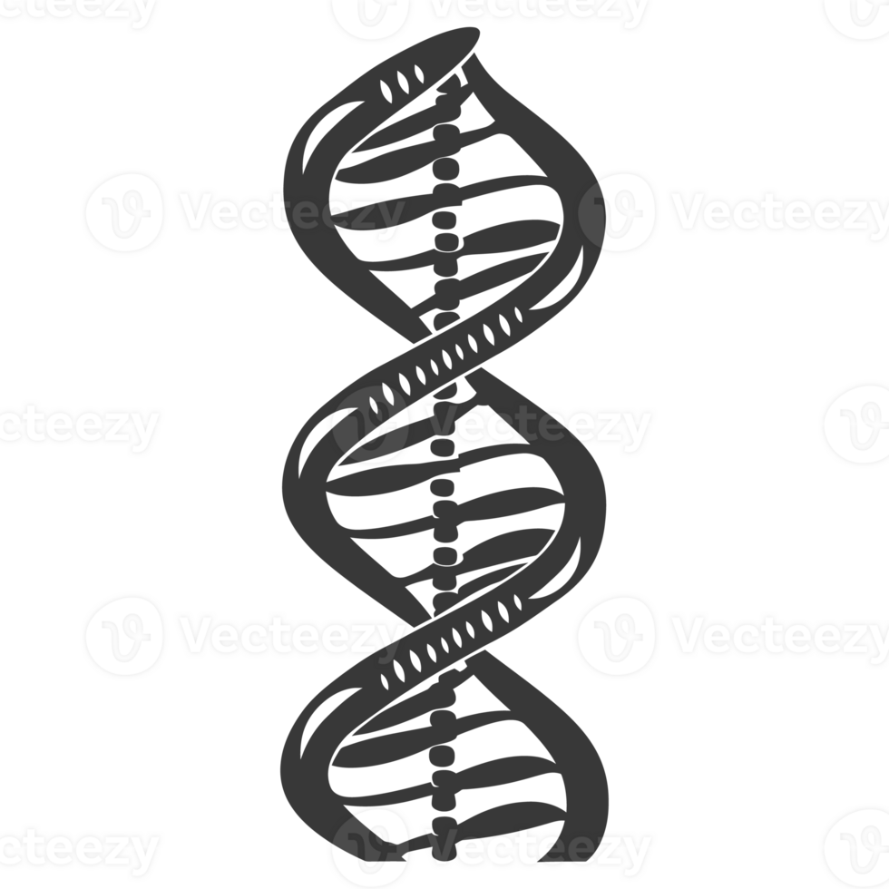 AI generated Silhouette gene DNA symbol black color only png