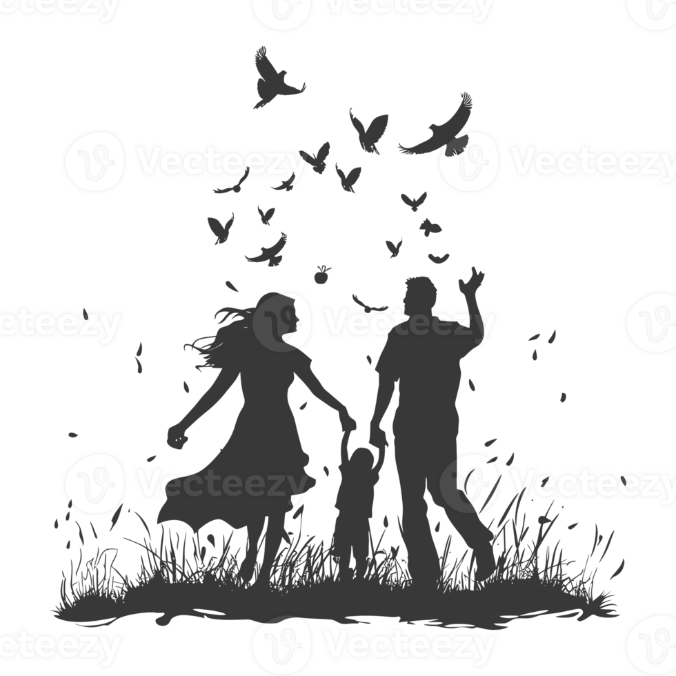 AI generated Silhouette for celebrating parents day moment black color only png