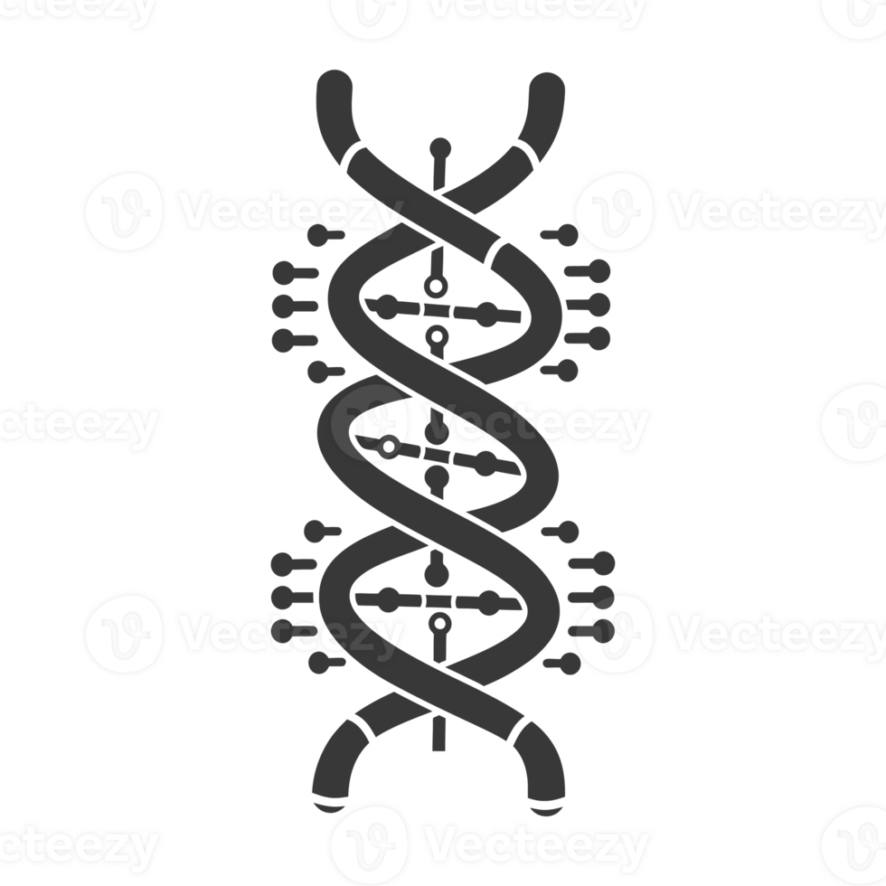 AI generated Silhouette gene DNA mutation symbol black color only png
