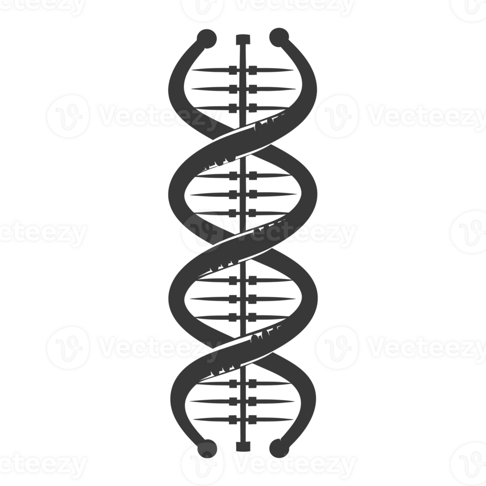 AI generated Silhouette gene DNA mutation symbol black color only png