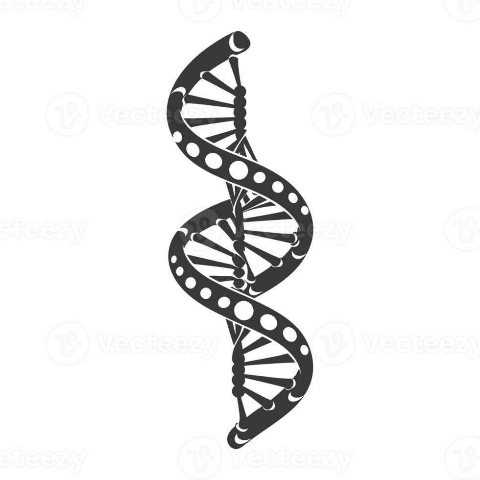AI generated Silhouette gene DNA mutation symbol black color only png