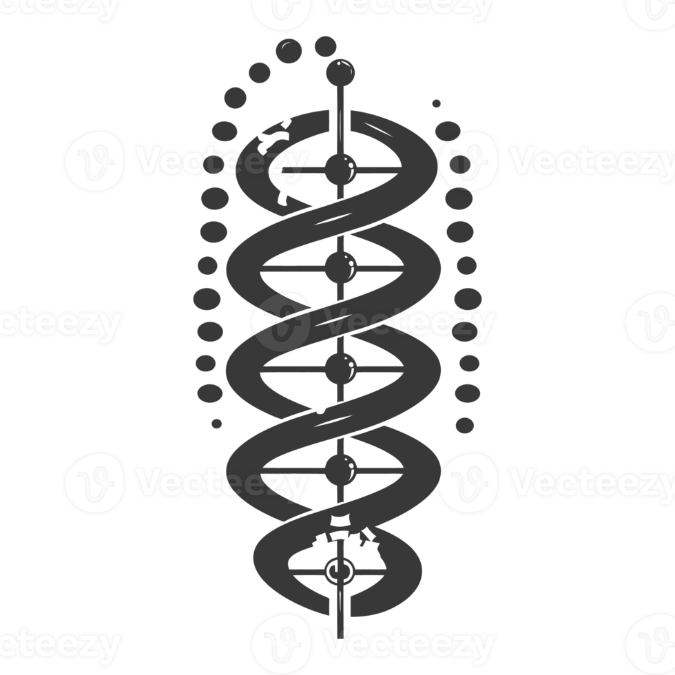 AI generated Silhouette gene DNA mutation symbol black color only png