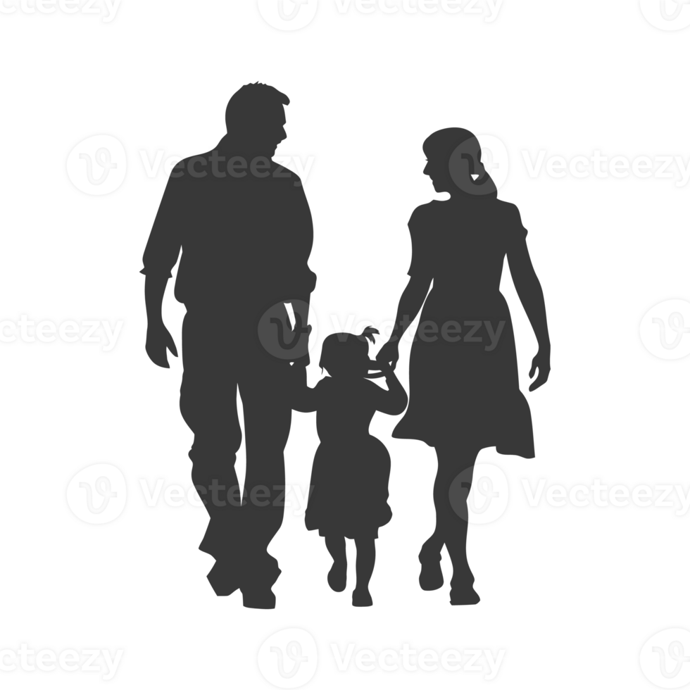 AI generated Silhouette for celebrating parents day moment black color only png