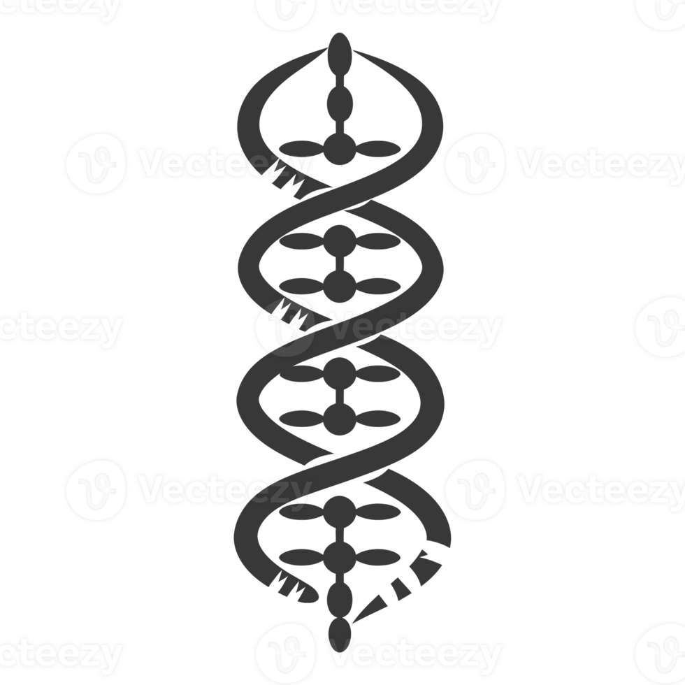 AI generated Silhouette gene DNA mutation symbol black color only png