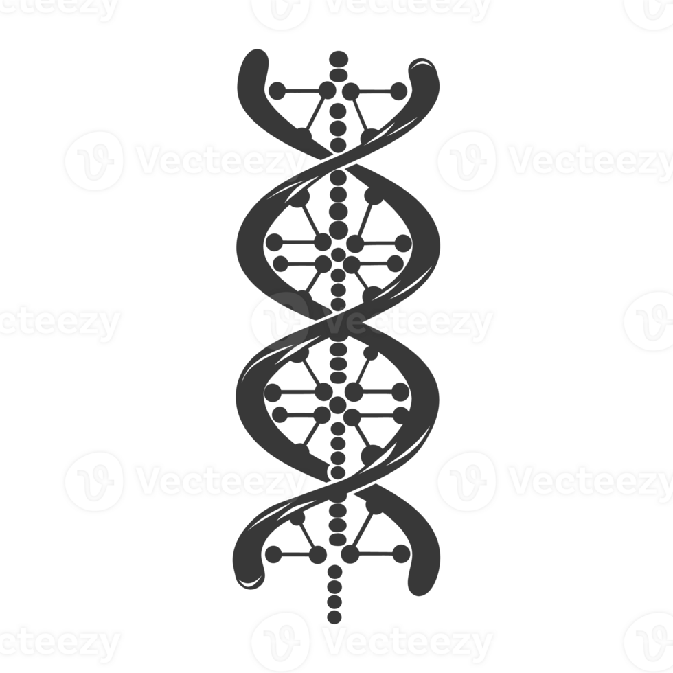 AI generated Silhouette gene DNA symbol black color only png
