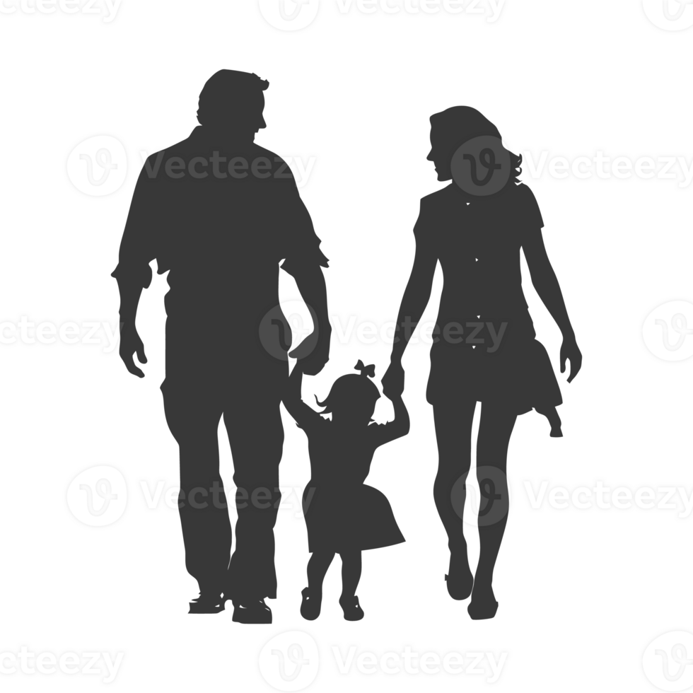 AI generated Silhouette for celebrating parents day moment black color only png