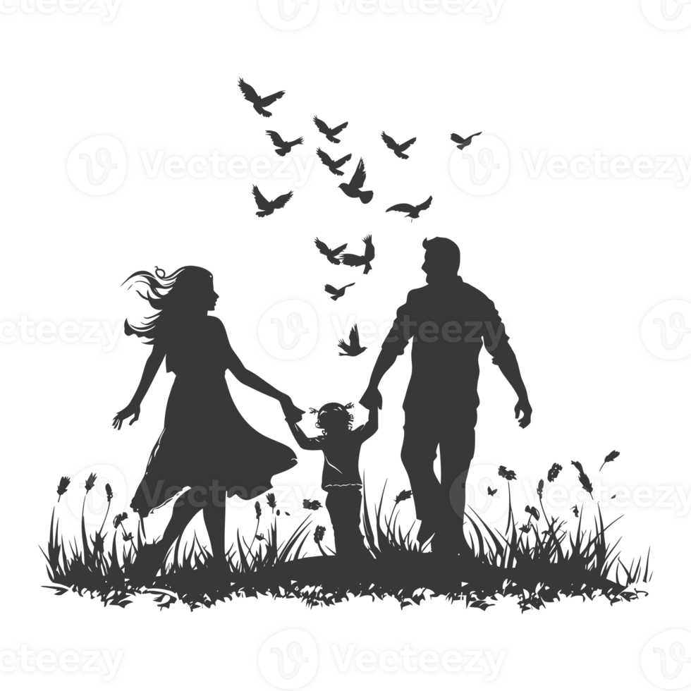 AI generated Silhouette for celebrating parents day moment black color only png