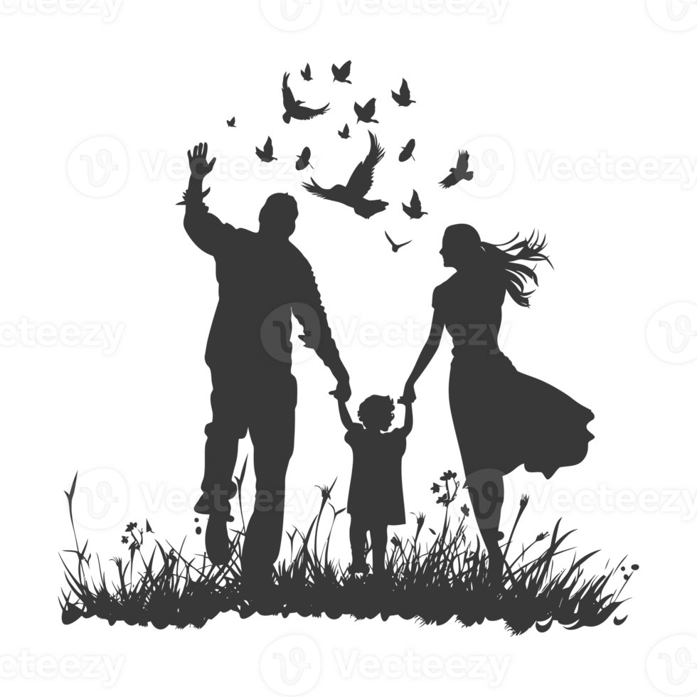 AI generated Silhouette for celebrating parents day moment black color only png